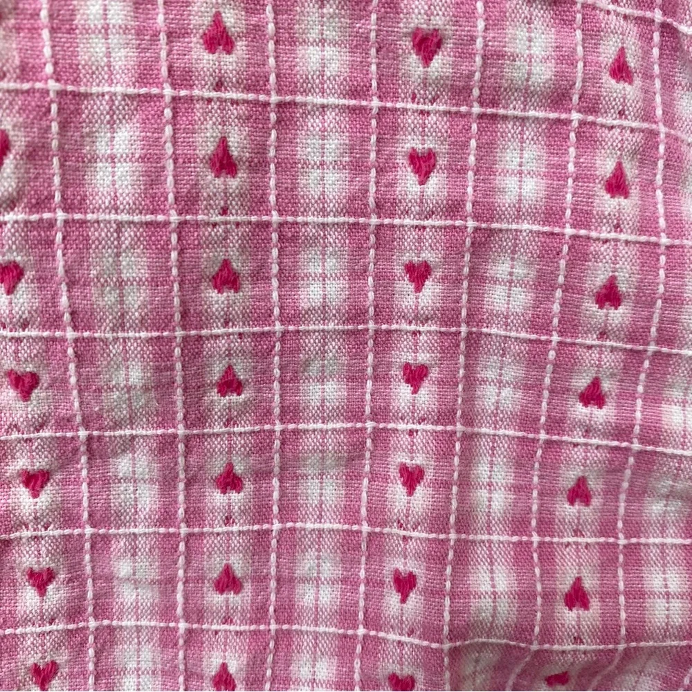 VINTAGE CARTERS Shorts Gingham Hearts Pink Woven Canvas White 3 3T 90s
